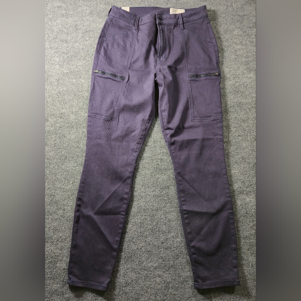 Cosmic Blue Love Cargo Pants Blue Size 30‎ Tencel MidRise Skinny Button Zip